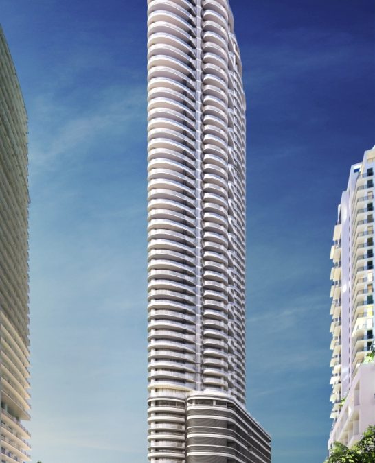 Photos: Metallic Mesh Cladding Installed At Brickell Flatiron’s Garage