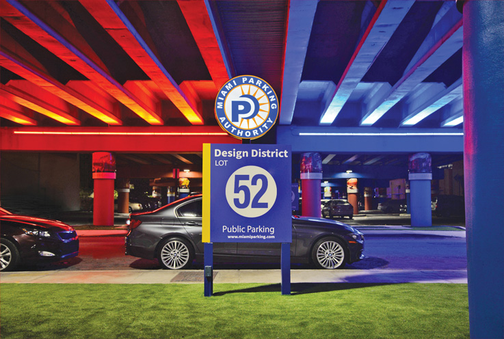 Parking has a warm glow in Miami Design District