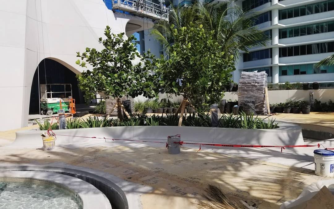 ZAHA HADID-DESIGNED POOL DECK NEARLY COMPLETE AT ONE THOUSAND MUSEUM SCORPION TOWER