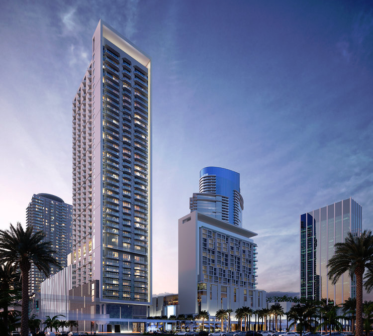 TOWER CRANE INSTALLED AT CONSTRUCTION SITE OF 43-STORY LUMA MIAMI WORLDCENTER